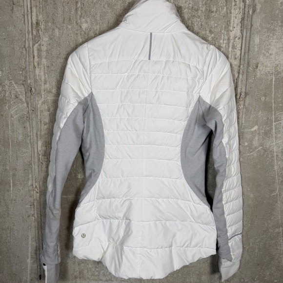 Lululemon Down For It All Jacket White Grey Women Size 6 Puffer Running Coat - Picture 2 of 8
